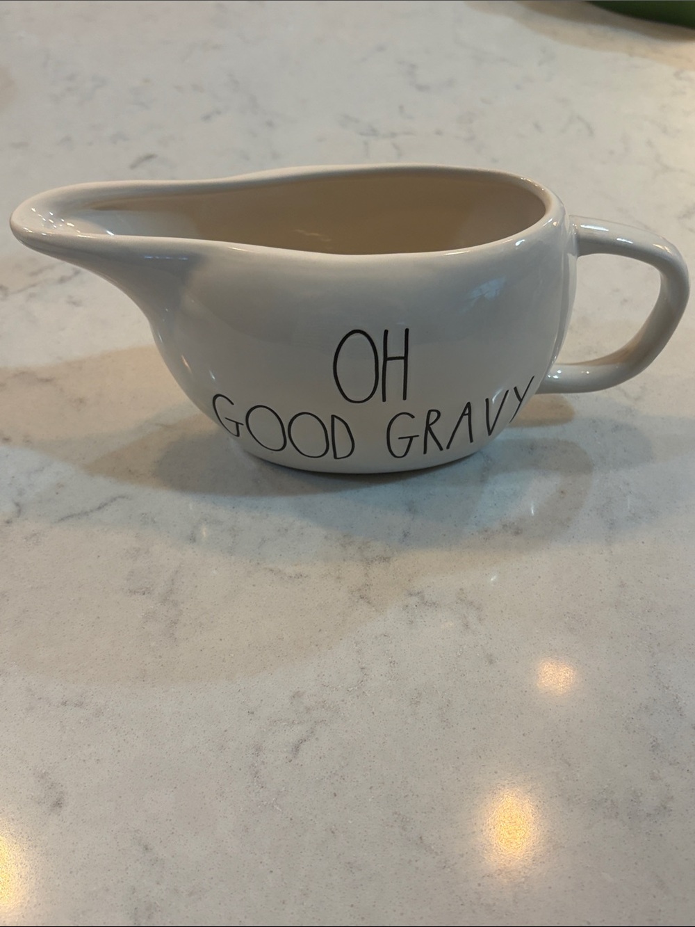Rae Dunn Cream Ceramic Gravy Boat "Oh Good Gravy"